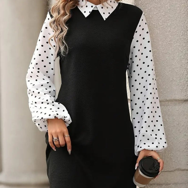 Women's Polka Dot Long Sleeve Dress