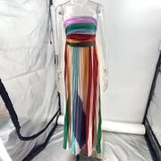 Sexy Backless Tube Top Multi-Color Swing Maxi Dress
