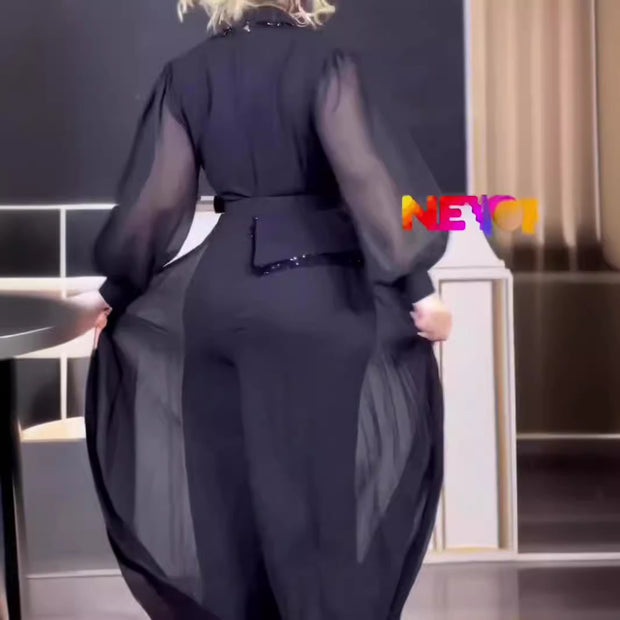 Elegant Voila Voile One-Piece Pants/Dress Suit