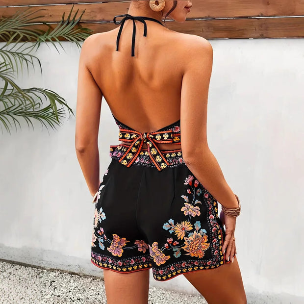 Women's Ethnic Style Vest Short Set