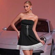 Lace-up Bandeau Slim-fit Sheath Dress