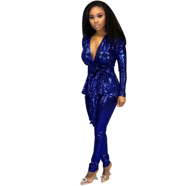Women's Living Life Sequins Two-Piece Suit