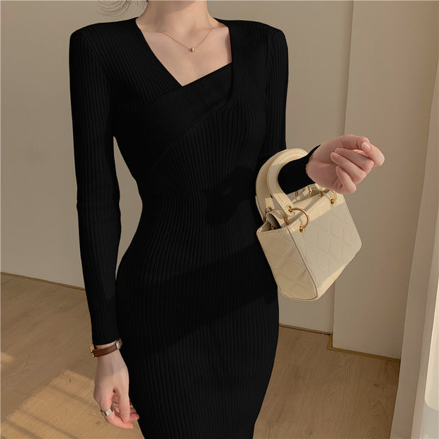 Stylish Underlay Knitted Dress For Women