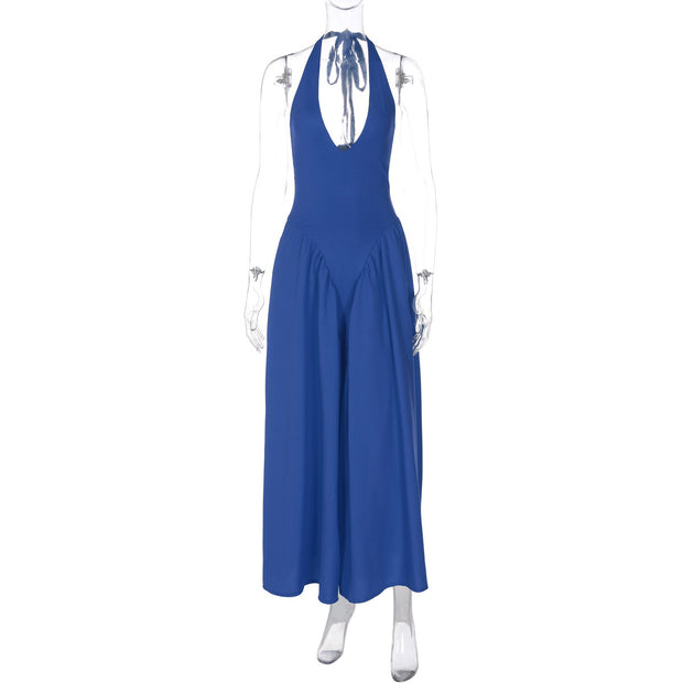 Halter Elegant Large Swing Skirt Dress Women's Clothing