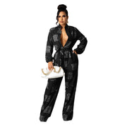 Women's Casual Fashion Loose Shirt Long Sleeve Jumpsuit