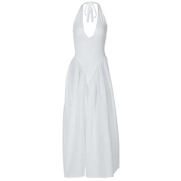 Halter Elegant Large Swing Skirt Dress Women's Clothing