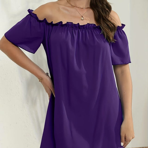 Ladies' Fashion Purple Rain Ruffle Dress