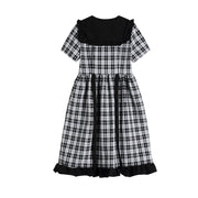 French Literary Plaid Dress Women