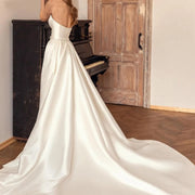 Sexy Satin Backless High Waist Slimming Trailing Two-Way Detachable Evening/Wedding Dress