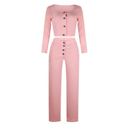 Women's Tailored Breasted Sweater Pants Set