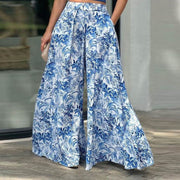 Puff Sleeved Cross Hem Wide Legged Pants Suit