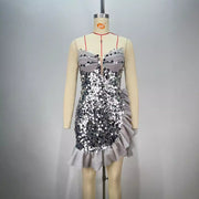 One Night Only Backless Off-Shoulder Sequined Evening Dress