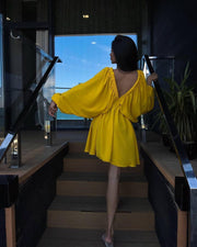 V-neck Lantern Sleeve Dress