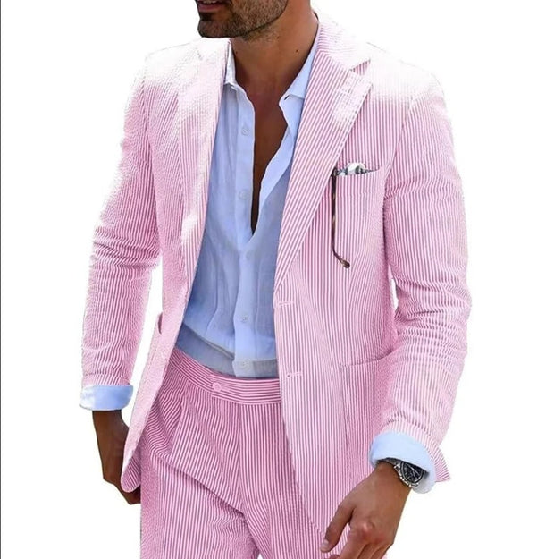 Men's Seersucker Summer 2-Piece-Suit