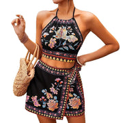 Women's Ethnic Style Vest Short Set