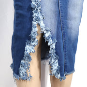 Frosted Denim Wash Skirt Suit