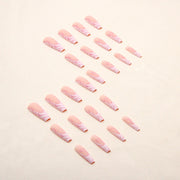 Heart Stripe Fake Nails