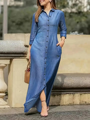 Fashion Casual Long-sleeved Women's Floor-length Dress
