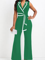 Women's Elegant Fashionable V-neck Sleeveless Jumpsuit