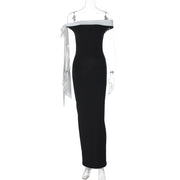 Women's Fashion Off-Shoulder White Ribbon In The Sky Dress