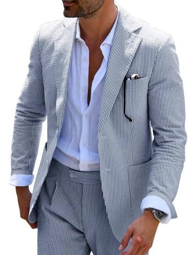 Men's Seersucker Summer 2-Piece-Suit