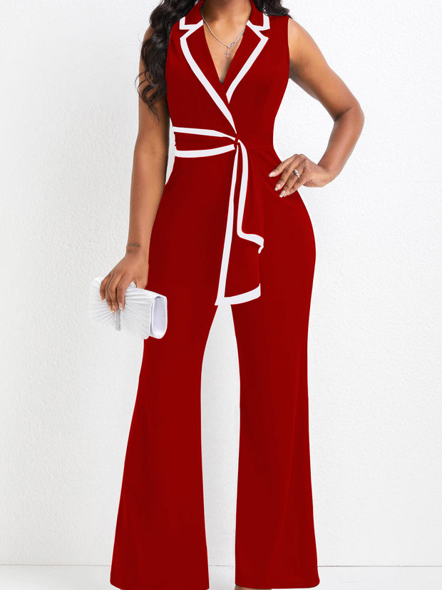 Women's Elegant Fashionable V-neck Sleeveless Jumpsuit
