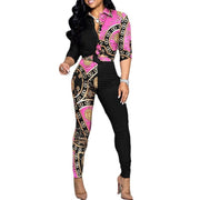 Women's Color Clash Two-Piece Pants Set