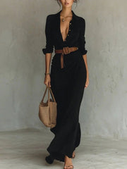 Women's Fashionable And Elegant Long Dress With Belt