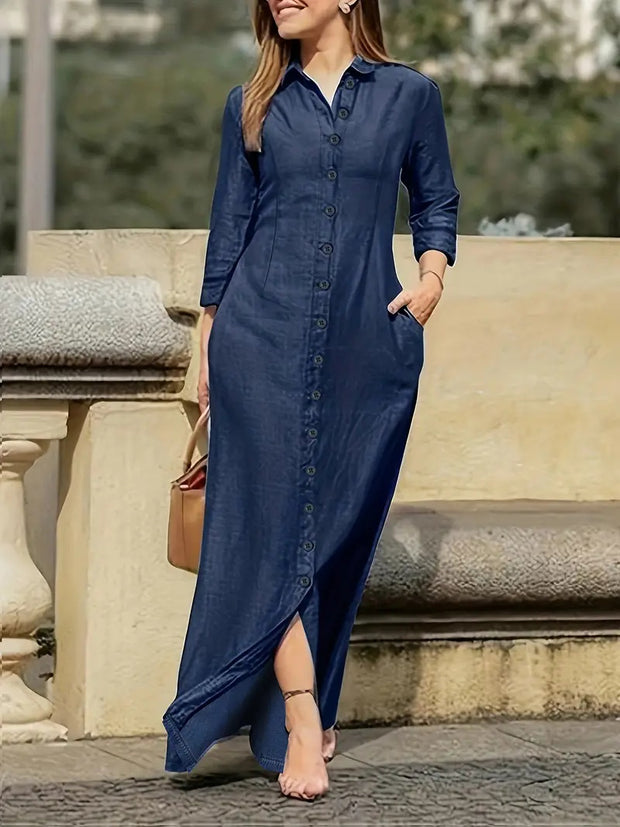 Fashion Casual Long-sleeved Women's Floor-length Dress