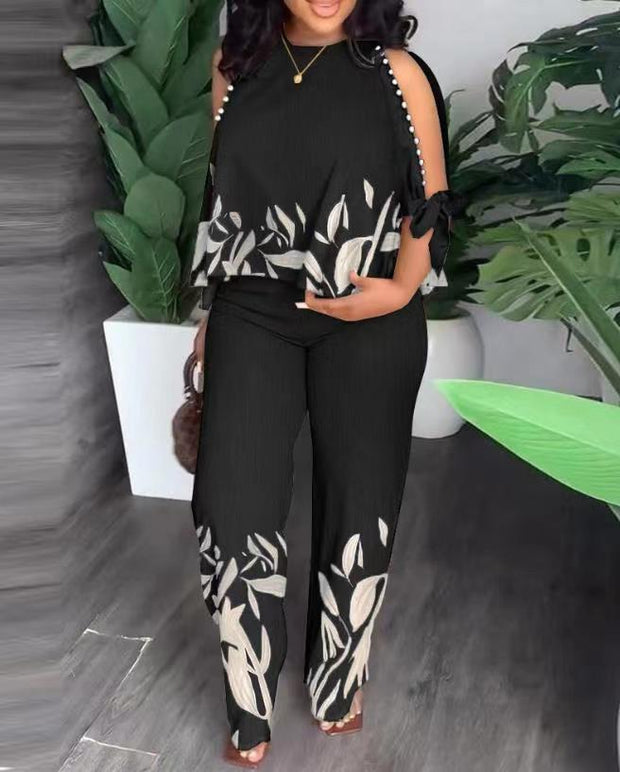 Women's Petal and Pearl Beaded Pants Suit