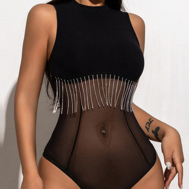 Women's Sleeveless Drill Chain Bodysuit