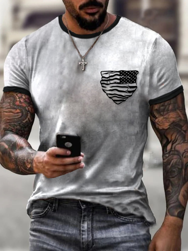 Men's Sports Round Neck Slim Youth Printed T-shirt