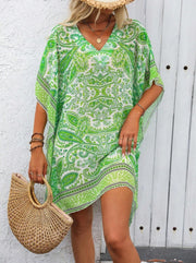 Women's Paisley Print Batwing Sleeve Loose Cover-Up Dress