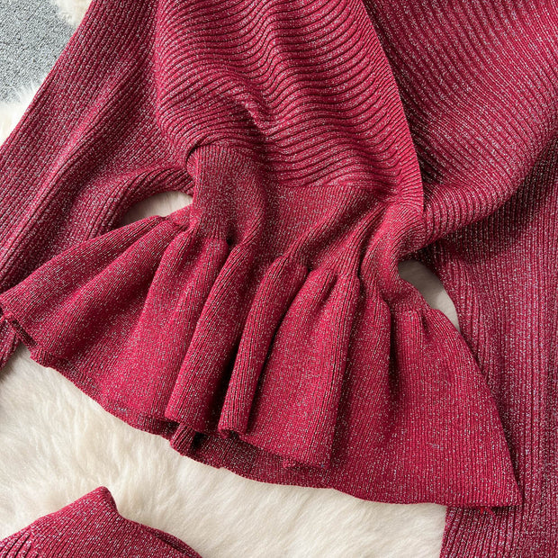 Women's Shimmer Sweater Skirt Two-Piece Set