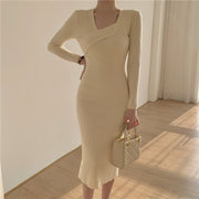 Stylish Underlay Knitted Dress For Women