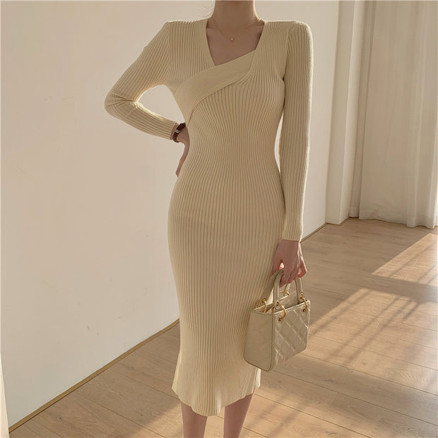 Stylish Underlay Knitted Dress For Women