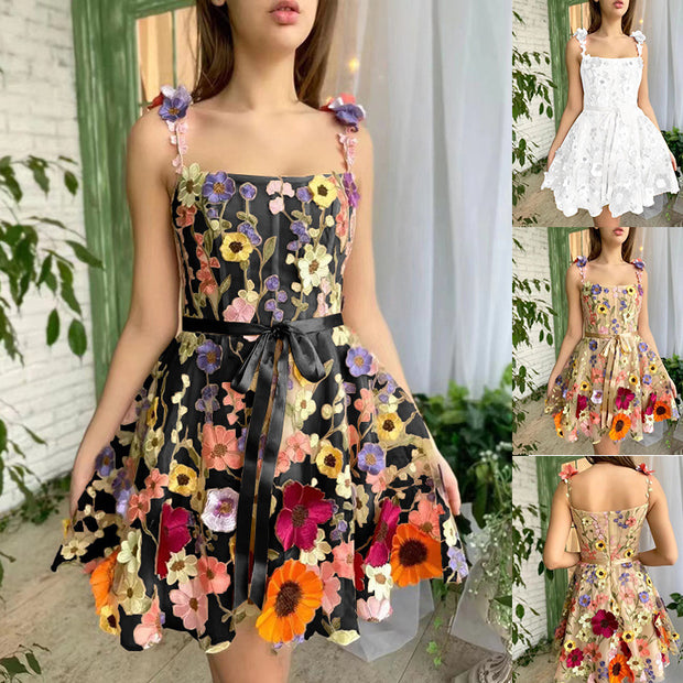 Women's Three-Dimensional Flower Embroidery Dress