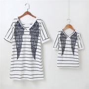 Short Sleeve Striped Dress Summer Family Matching Outfi