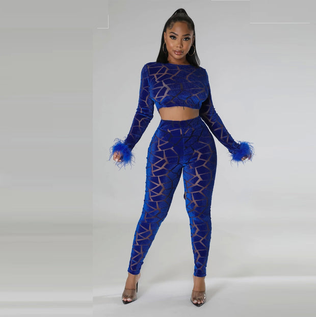 Women's Sexy Fur Flocking Set