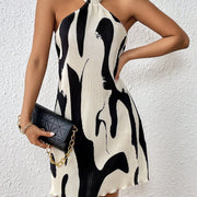 Women's Elegant Back to School Pleated Halter Dress