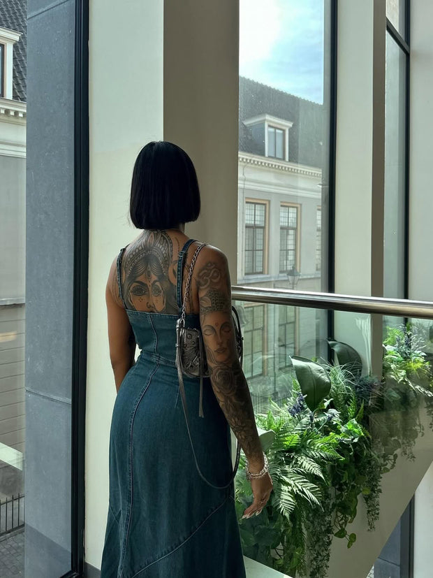 Single-Breasted Denim  Dress