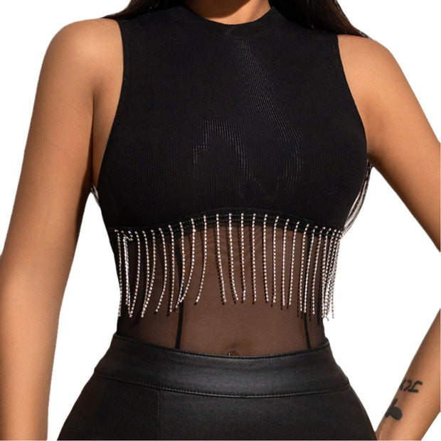 Women's Sleeveless Drill Chain Bodysuit