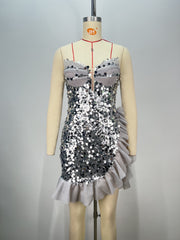 One Night Only Backless Off-Shoulder Sequined Evening Dress