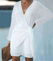 Leisure Linen Cross V-Neck Dress