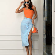 Sexy Women's Orange Striped Dress Set