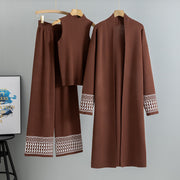 Women's East Elegant Graceful Cardigan Robe Knitted Three-piece Set