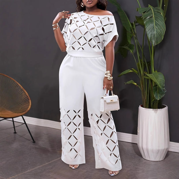 Women's Elegant Casual Asymmetric White Pants Set