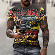 Men's Sports Round Neck Slim Youth Printed T-shirt