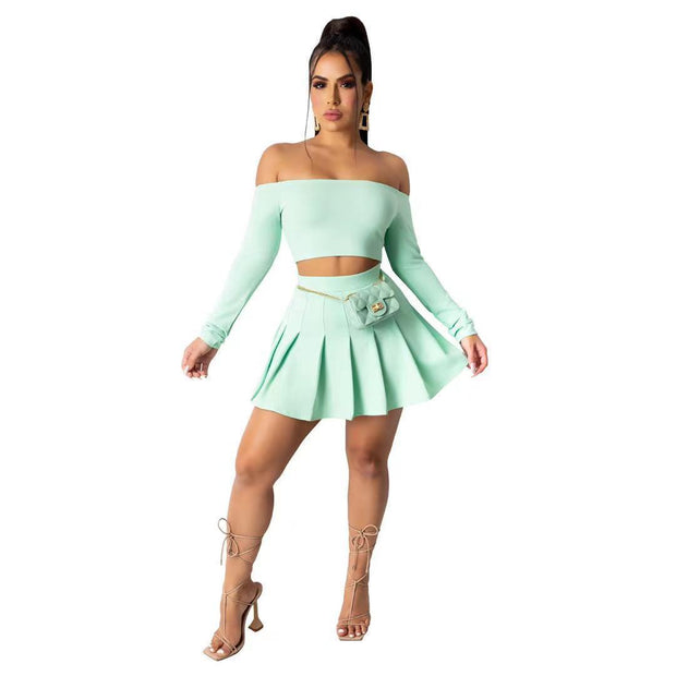 Boogie Down Two-Piece Pleaded Skirt Set