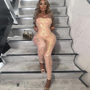 Sleeveless Backless Sexy Hot Girl Style Strap Metallic Gloss Jumpsuit